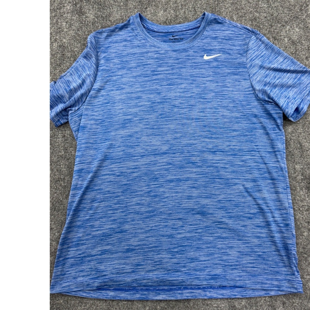 Nike Dri-FIT Mens XL Blue Space Dye Heathered Performance Training T-Shirt